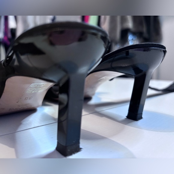 Ganni Black Bow-Trimmed Lace-Up Heel Size 38/8 - Picture 11 of 14